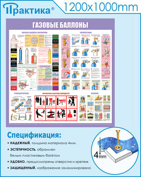 C41 Стенд газовые баллоны (1000х1000 мм, пластик ПВХ 3 мм, Прямая печать на пластик) - Стенды - Тематические стенды - ohrana.inoy.org