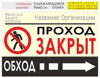 Информационный щит "обход справа" (пленка, 90х60 см) t08 - Охрана труда на строительных площадках - Информационные щиты - ohrana.inoy.org