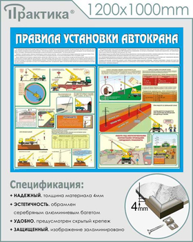 C33 Стенд правила установки автокранов (1200х1000 мм, пластик ПВХ 3 мм, алюминиевый багет серебряного цвета) - Стенды - Тематические стенды - ohrana.inoy.org